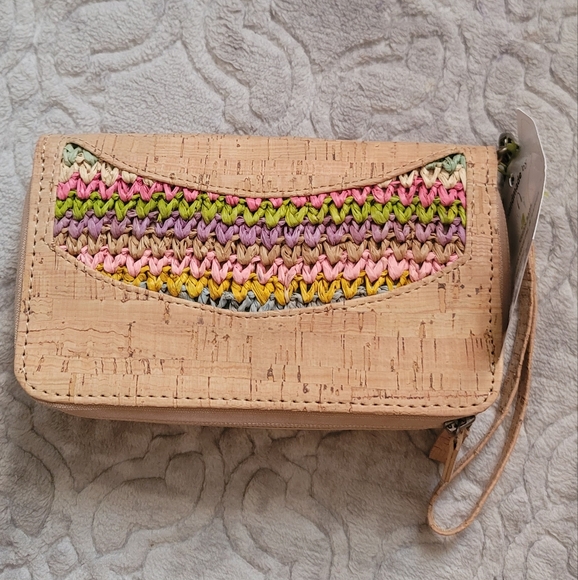 Vegan leather cork and raphia wallet - Picture 8 of 15